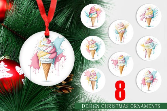 Download Christmas Ornament Watercolor Ice Cream - Christmas ornament watercolor Collection