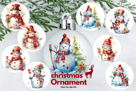 Download Snowman Christmas Ornament Watercolor - Christmas ornament watercolor Collection