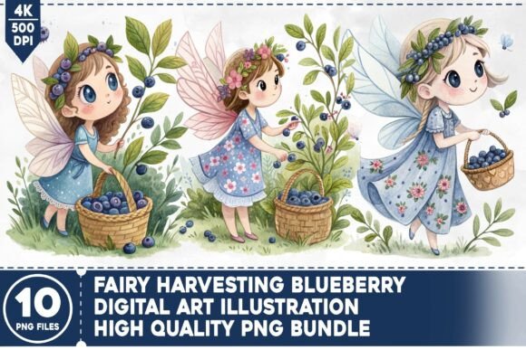 Download Fairy Harvesting Blueberry PNG Bundle - Berry png Collection