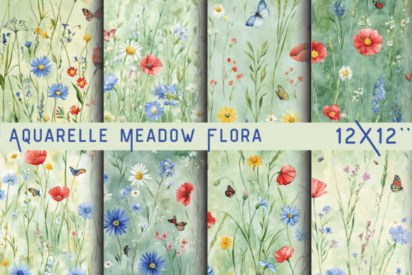 Download Aquarelle Meadow Flora Backdrop - Meadow flora Collection