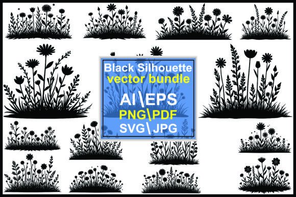 Download Wildflower Silhouette Vector Art Vector - Premium Bundle
